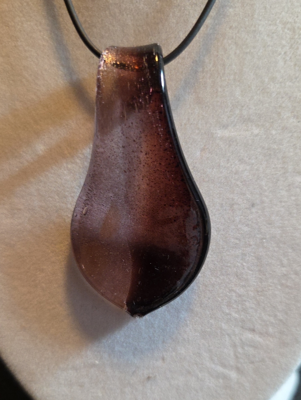 Handmade Glass Teardrop Pendant in Deep Ombre Plum